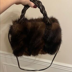 Elegant Brown Faux Fur Shoulder Bag